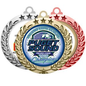 [DIGIMED030A] Digistock Medals - Laurel Wreath Border with Stars at Top & Bottom with 2" DIA Insert