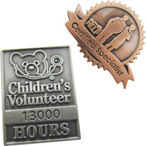 Diestruck Antiqued Lapel Pins - 1 1/2" W x 1 1/2" H