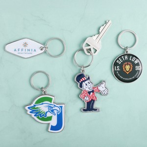 [DSKYPR1] Custom Die Cast Keychain w/Offset Print & Epoxy Dome - 1 Side Imprint