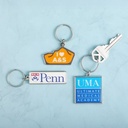 Custom Die Cast Keychain w/Offset Print & Epoxy Dome - 2 Side Imprint