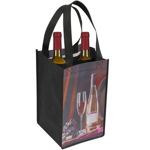 [TB1WI4] Laminated Full Color 4 Bottle Wine Tote