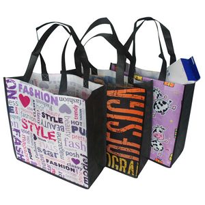 [TBPET13513] 100 GSM PET Tote Bag with Black Gusset & Handles: 13" x 13" x 5"
