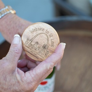 Wood Bottle Opener - Round with Metal Jaw on Back