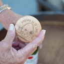Wood Bottle Opener - Round with Metal Jaw on Back