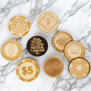 Wood Poker Chips - 1 Side Imprint