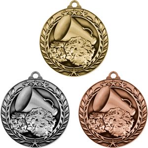 Stock Small Academic & Sports Laurel Medals - Cheerleading
