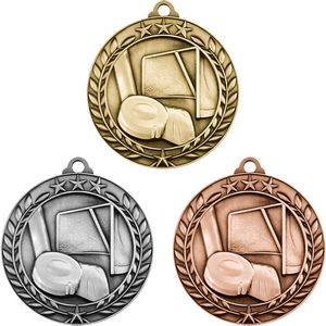 Stock Small Academic & Sports Laurel Medals - Hockey