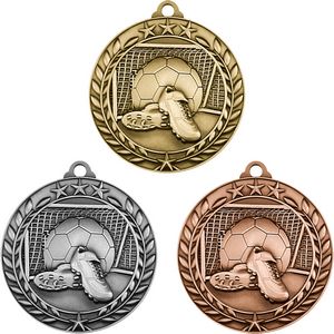 Stock Small Academic & Sports Laurel Medals - Soccer