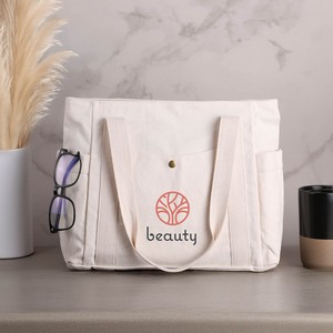 [E6018] Harper Multi-Pocket 12 oz Cotton Tote
