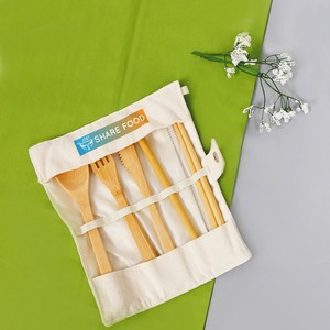 [KP9792] Green Bay Bamboo Utensils With Carry Pouch