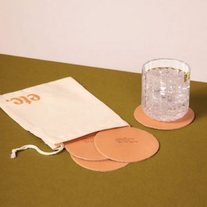 [0040-LH-4PK] Leather Coasters 4pk