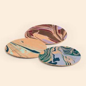 [0040-LH-MB-DB] Marbled Leather Coaster