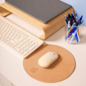 [0204-LH-DB] Round Leather Mousepad