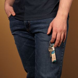[0635-LH-MB-DB] Marbled Leather Key Fob