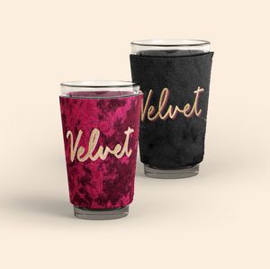 [0665-3V-1C] Pint Glass Sleeve - Velvet Neoprene