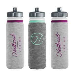 22 Oz. Van Metro Heathered Jersey Knit Sport Bottle w/Sleeve & Push-Pull Lid