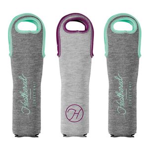 [1029-3H-1C] Heathered Jersey Knit-Neoprene Single Wine Tote