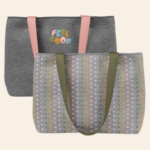 [2080-3H-1C] Large Heathered Jersey Knit Neoprene All Day Tote