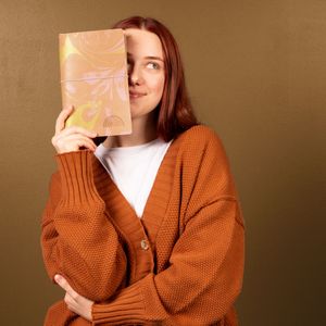 [3498-LH-MB-DB] Marbled Leather Folio