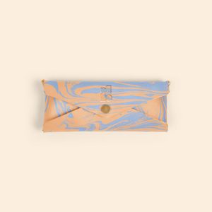 [3722-LH-MB-DB] Marbled Leather Envelope - Large
