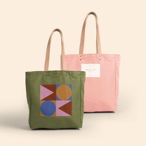 [5012-CL-1C] All That Grocery Tote - Colored Canvas With Leather Handles