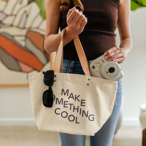 [5023-19-1C] Dumpling Tote - Heavyweight Canvas With Leather