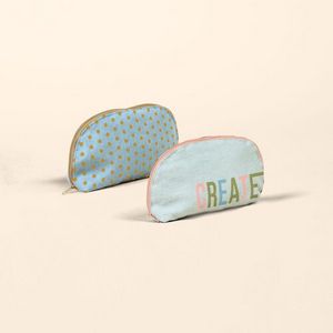 [5251-DN-1C] Denim Glam Clam Pouch