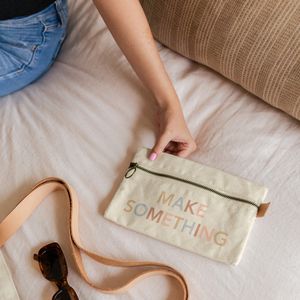 [5260-19] Zip Front Pouches - Heavyweight Canvas With Leather - Small