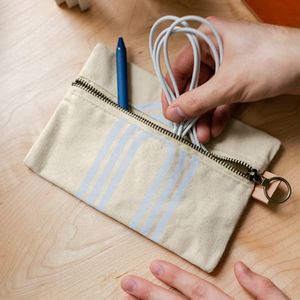 [5261-19] Zip Front Pouches - Heavyweight Canvas With Leather - Medium