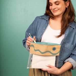 [5276-JT-1C] Dollface Pouch - Jute + Clear