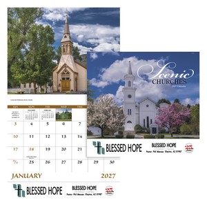 [7245] Good Value™ Scenic Churches - Stapled Calendar