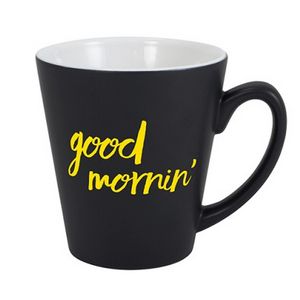 [9839-DIRECT-1C] 12 Oz. Matte 2-Tone Ceramic Latte Mug (Black/ White)