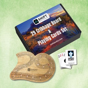 [GS1006] Boxed Cribbage Board & Playing Card Gift Sets - 29 shape wood