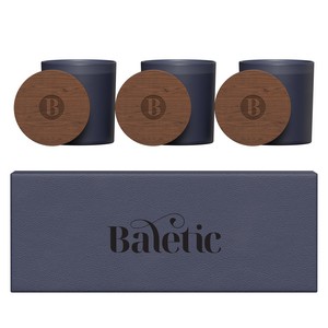 [LF102] Vista Glass Candle 3-Pack With Acacia Wood Lids