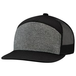 [4G415M] 7 Panel Constructed Camper Style Cap w/Mesh Back w/Heather