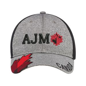 [4H337M] Full-Fit Polyester Heather & Spandex/Soft Nylon Mesh w/Canada Insignia