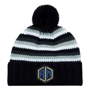 [9C259M] Chunky Knit Cuff Toque w/Pom Pom
