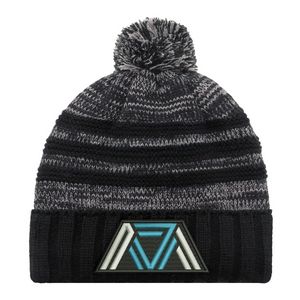 [9G159M] Marl Stripe Jersey Knit Cuff Toque w/Micro Fleece Lining