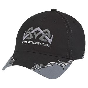 [5713M] Full-Fit Polycotton Cap w/Contrast Trim & Barbed Wire Accent