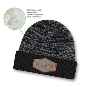 [9D237M] Marl Cuff Toque w/Polyester Coral Fleece Lining
