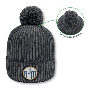 [9H267M] Cuff Toque with Flat Seams (Pom Pom 8cm)