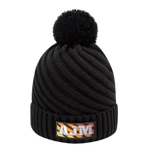 [9J210M] Acrylic Pom Pom Cuff Toque