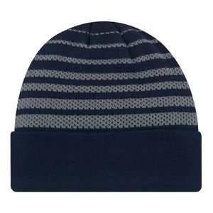 [9Q204M] Mesh Stripe Rib Knit Cap