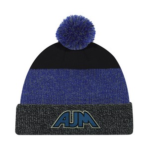 [9T066M] Marl Rib Knit Pom Pom Cuff Toque