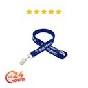 3/4" Silkscreened Flat Lanyard w/ Bulldog Clip