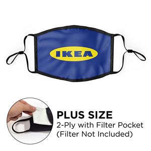 Mask - Flat 2 Ply With Pocket Cotton Silkscreened Adjustable Plus Size
