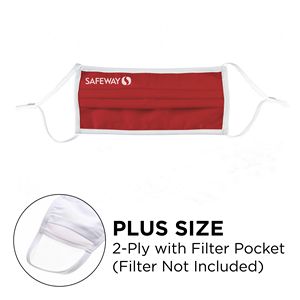 Mask - Pleated 2 Ply With Pocket Cotton Silkscreened Adjustable Plus