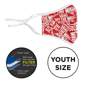 [MASK-SUBL-3FLTR-YOUTH] Mask with Sewn-In Filter - 3D 3-Ply Full-Color Polyester Adjustable Ear Youth Size
