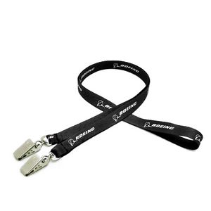[SSFLT-12-YB2] 1/2" Silkscreened Flat Lanyard w/ Double Standard Attachment