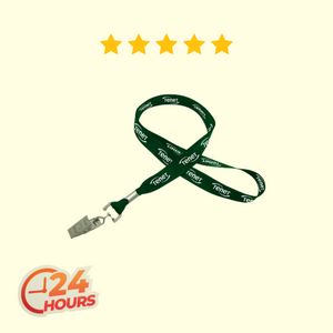 [SSFLT-58-YBD] 5/8" Silkscreened Flat Lanyard w/ Bulldog Clip